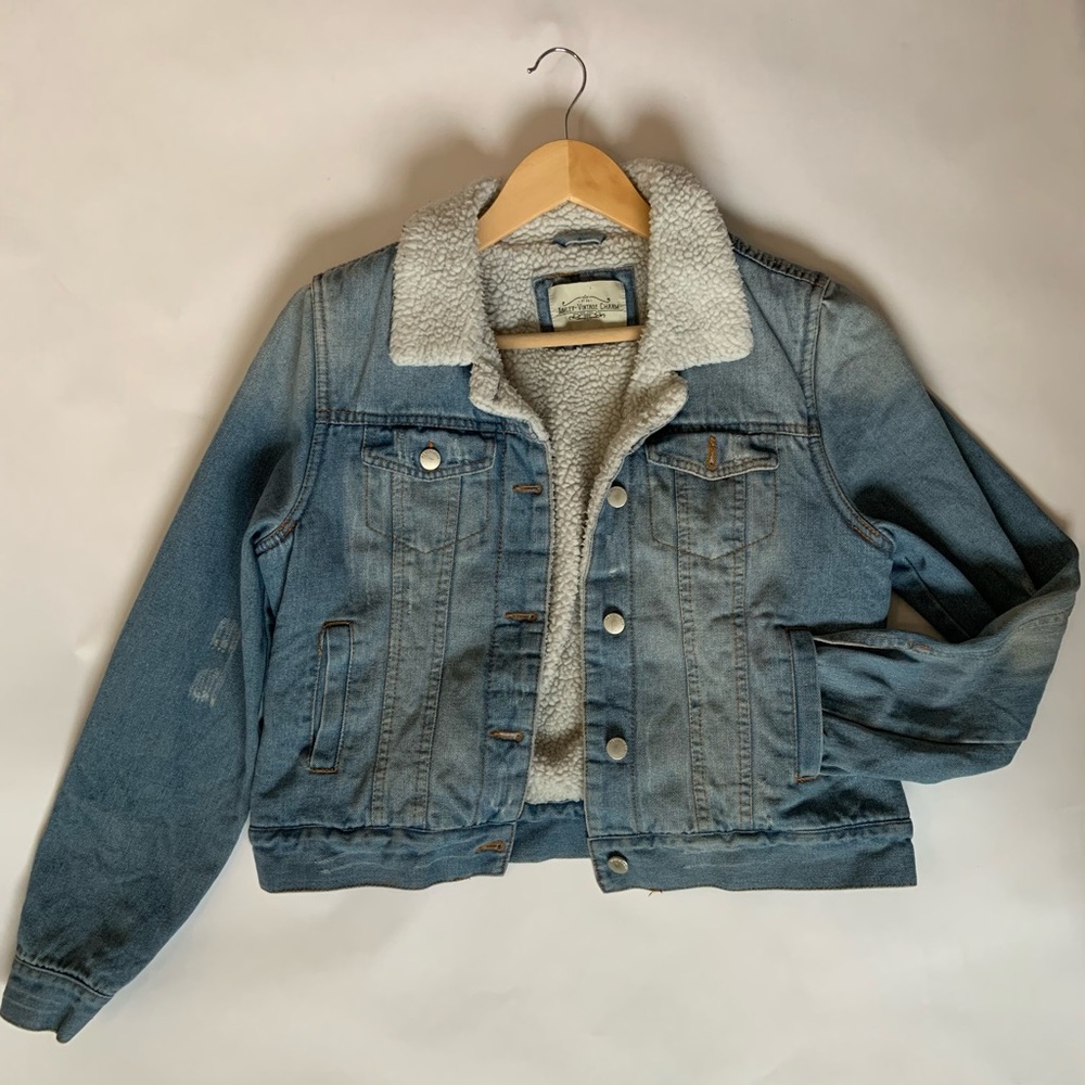 SHERPA FLEECE LIGHT BLUE JEAN JACKET